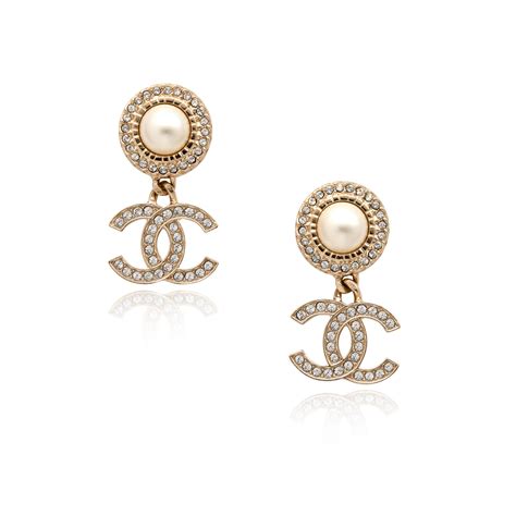 chanel gold drop earrings|chanel logo earrings white gold.